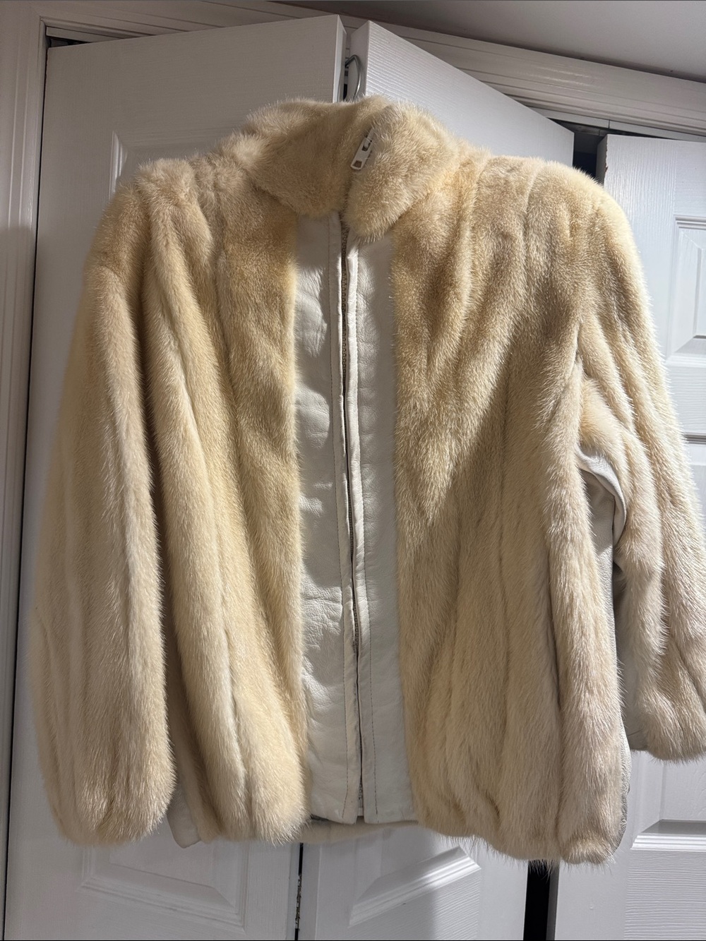 Luxury Cream Fur Jacket - Women's Coat